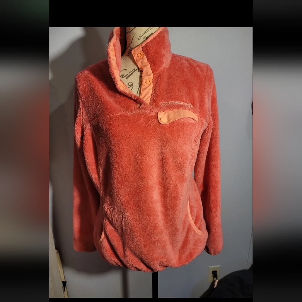 Womens Free Country Pink Jacket Size Medium Pull Over Front Pocket